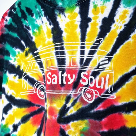 Salty Soul VW Volkswagen Bus Tie Dye Spin Shirt Men's Crunchy Boho Hippie Rave M - Picture 3 of 7